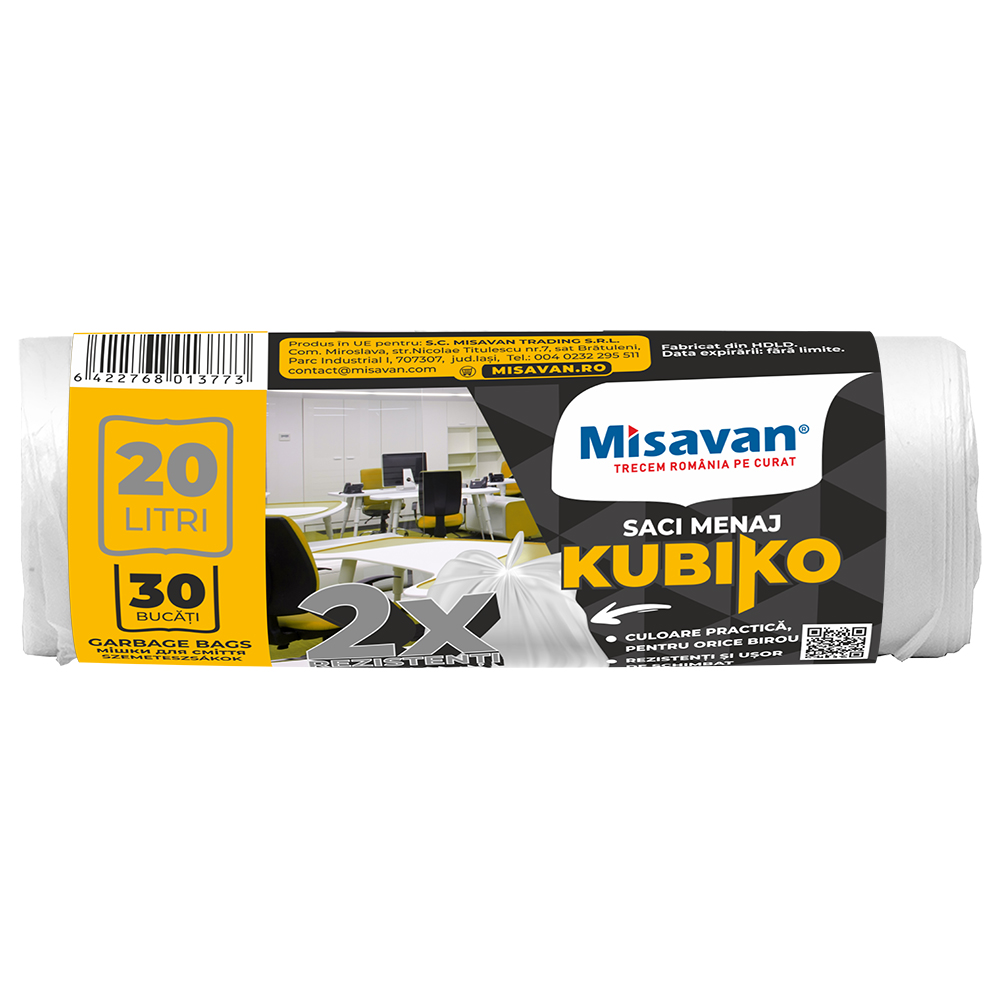 SACI MENAJ KUBIKO 20L 30/set 2xREZ ALBI