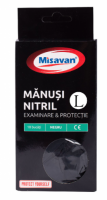 Manusi menaj Misavan fara pudra, marimea L, nitril, negru, 10 buc/set