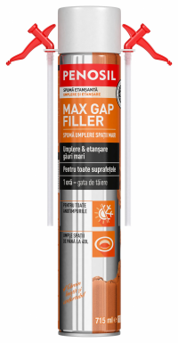 Spuma cu randament maxim - all season, PENOSIL Max Gap Filler Foam Sealant 715ml cu 2 paie 